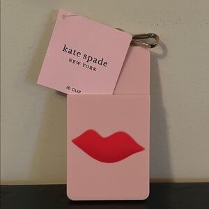 Kate Spade Pink ID Holder with Red Lips Luggage tag